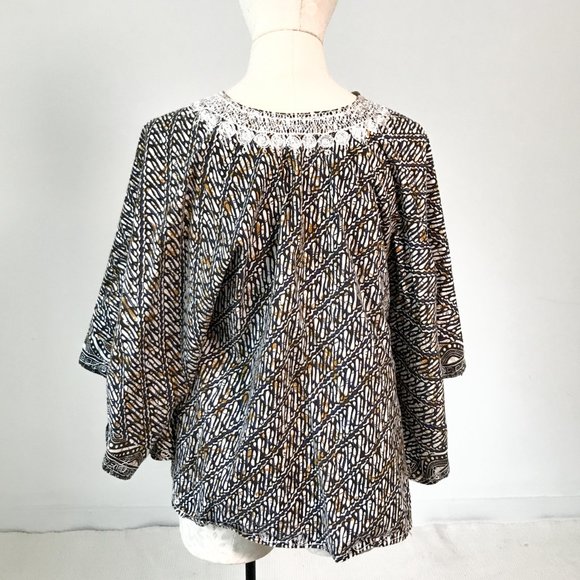 Vintage 70s OS African Print Poncho Cape Layer - Picture 6 of 8
